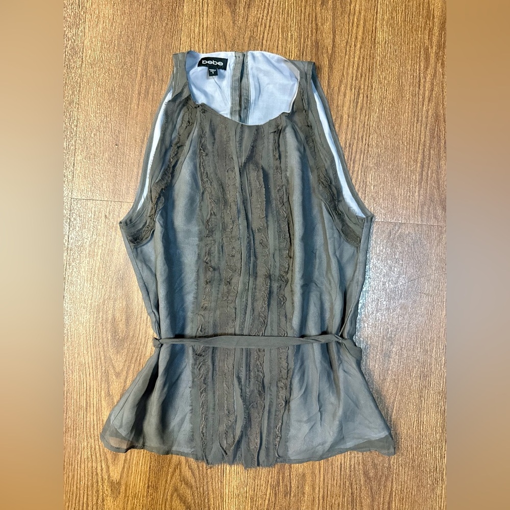 Bebe Gray Peplum Tank Top Sleeveless